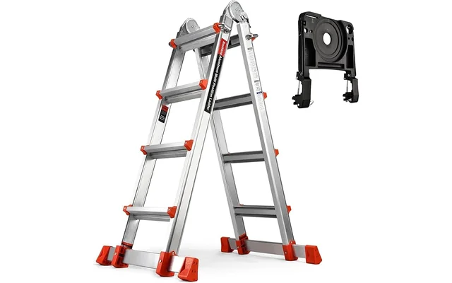 Soctone Ladder, A Frame 4 Step Extension Ladder, 14.5 Ft with Multi Position & Removable Tool Tray w